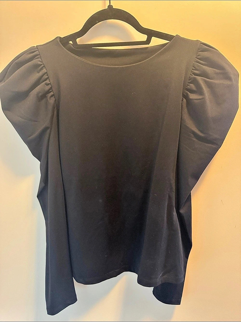 Susana Monaco Off-Shoulder Puff Sleeve Top Puff Sleeve Blouse in Black Small